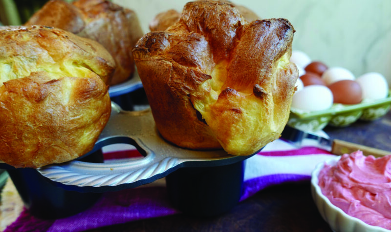 Easy egg popovers with cranberry butter will be a hit at family holiday meals